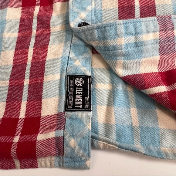Men's Large Element Red & Blue Plaid Flannel Shirt - Classic Fit, Cotton Blend - Picture 6 of 12
